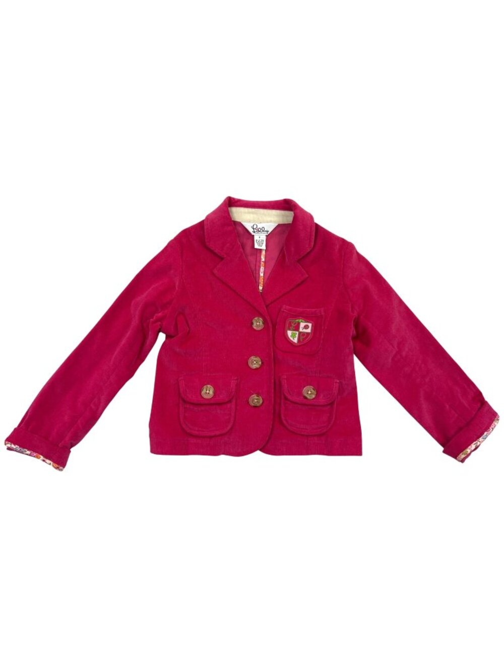 Lilly Pulitzer Girl's 5 Corduroy Blazer Jacket Pink Button Front Pockets Preppy